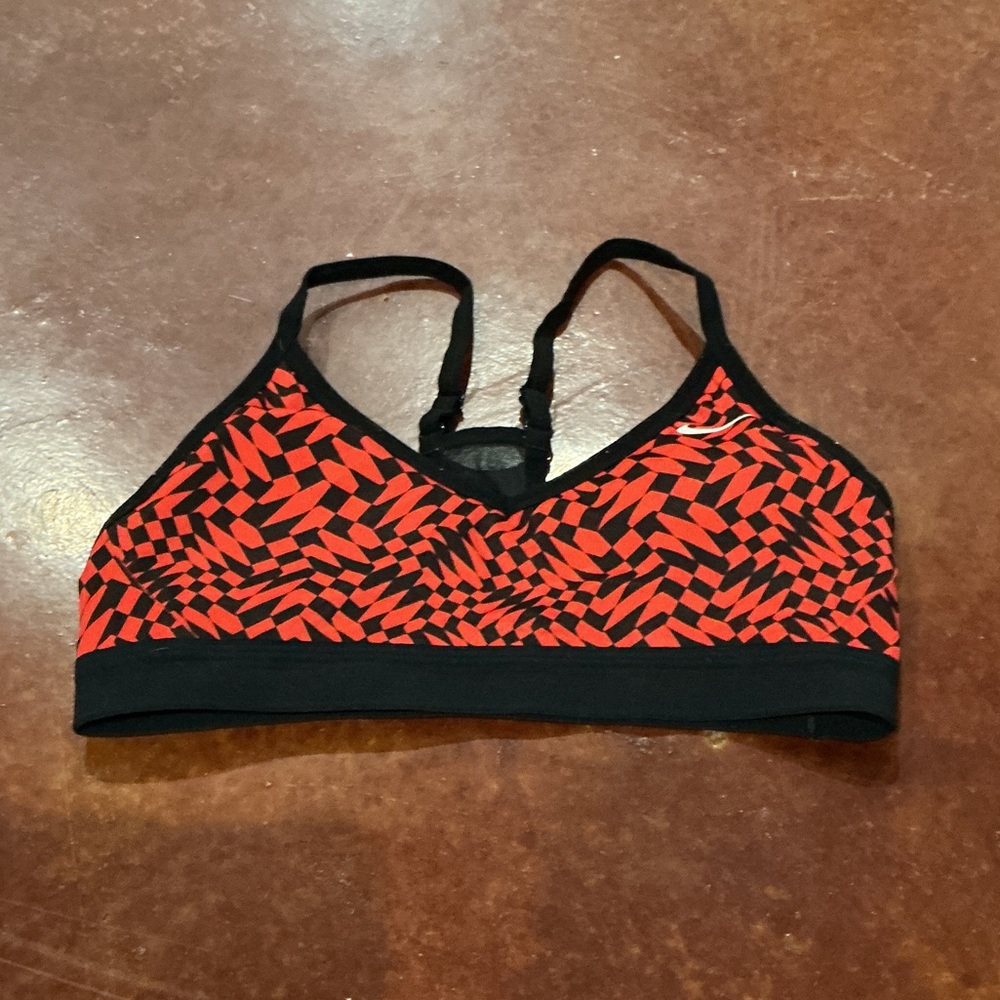 Nike Black and Red Patterned Sports Bra